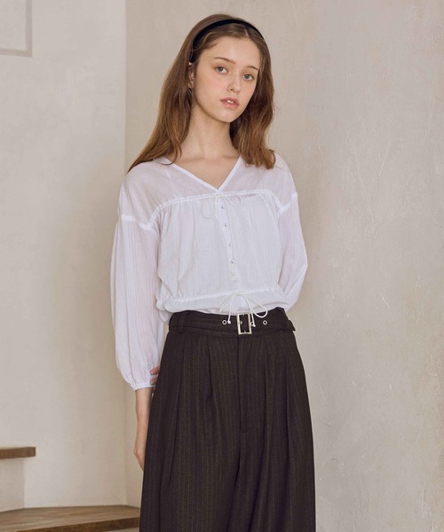 soyun(ソユン)の「ベルト付きストライプパンツ(スラックス・レディース・ブラウン/ブラック・MEDIUM/LARGE/SMALL)」の6枚目の写真