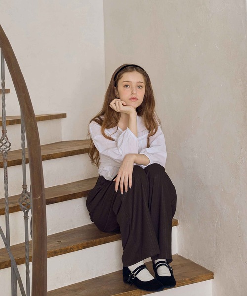 soyun(ソユン)の「ベルト付きストライプパンツ(スラックス・レディース・ブラウン/ブラック・MEDIUM/LARGE/SMALL)」の9枚目の写真