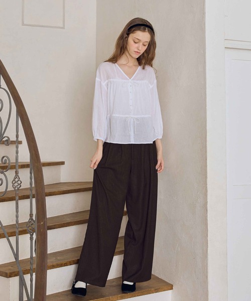 soyun(ソユン)の「ベルト付きストライプパンツ(スラックス・レディース・ブラウン/ブラック・MEDIUM/LARGE/SMALL)」の10枚目の写真