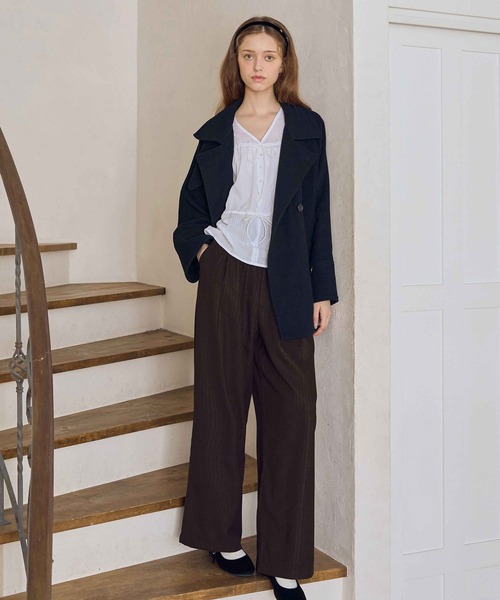soyun(ソユン)の「ベルト付きストライプパンツ(スラックス・レディース・ブラウン/ブラック・MEDIUM/LARGE/SMALL)」の15枚目の写真