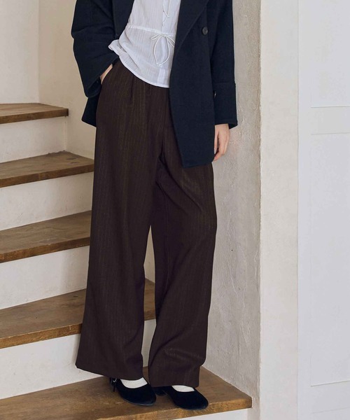 soyun(ソユン)の「ベルト付きストライプパンツ(スラックス・レディース・ブラウン/ブラック・MEDIUM/LARGE/SMALL)」の16枚目の写真