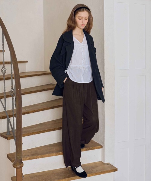 soyun(ソユン)の「ベルト付きストライプパンツ(スラックス・レディース・ブラウン/ブラック・MEDIUM/LARGE/SMALL)」の17枚目の写真