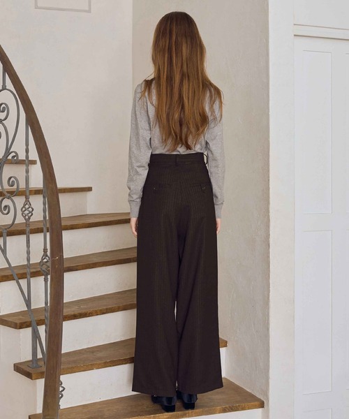 soyun(ソユン)の「ベルト付きストライプパンツ(スラックス・レディース・ブラウン/ブラック・MEDIUM/LARGE/SMALL)」の18枚目の写真