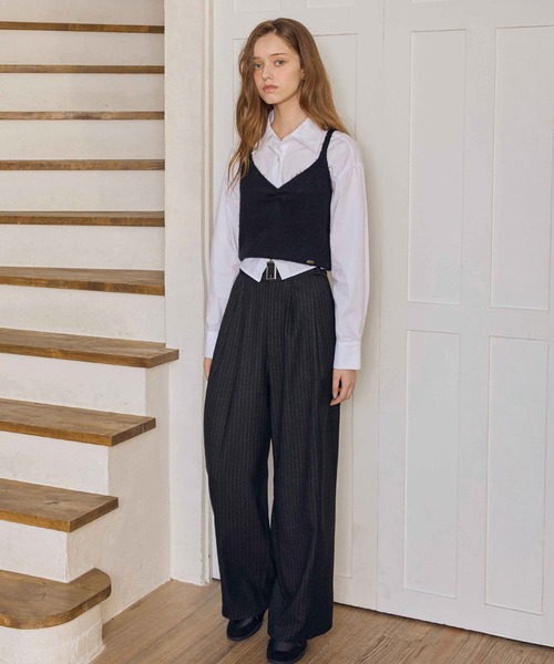 soyun(ソユン)の「ベルト付きストライプパンツ(スラックス・レディース・ブラウン/ブラック・MEDIUM/LARGE/SMALL)」の20枚目の写真
