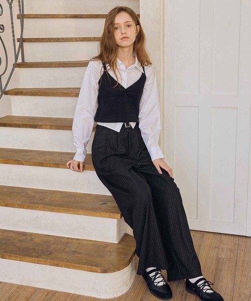 soyun(ソユン)の「ベルト付きストライプパンツ(スラックス・レディース・ブラウン/ブラック・MEDIUM/LARGE/SMALL)」の21枚目の写真