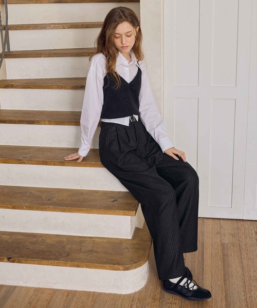 soyun(ソユン)の「ベルト付きストライプパンツ(スラックス・レディース・ブラウン/ブラック・MEDIUM/LARGE/SMALL)」の22枚目の写真