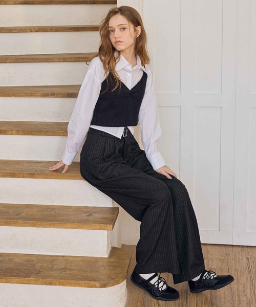 soyun(ソユン)の「ベルト付きストライプパンツ(スラックス・レディース・ブラウン/ブラック・MEDIUM/LARGE/SMALL)」の19枚目の写真