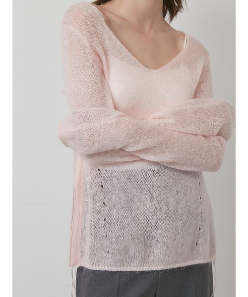 styling/（スタイリング）の「シアーニットプルオーバー（ニット/セーター・レディース・ライトピンク/ブラック/オフホワイト・F）」の3枚目の写真