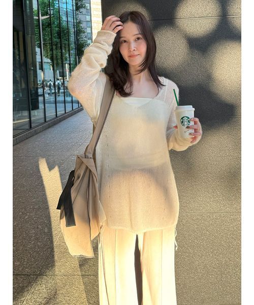 styling/（スタイリング）の「シアーニットプルオーバー（ニット/セーター・レディース・ライトピンク/ブラック/オフホワイト・F）」の7枚目の写真