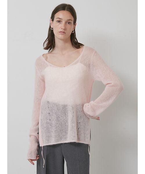 styling/（スタイリング）の「シアーニットプルオーバー（ニット/セーター・レディース・ライトピンク/ブラック/オフホワイト・F）」の9枚目の写真