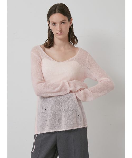 styling/（スタイリング）の「シアーニットプルオーバー（ニット/セーター・レディース・ライトピンク/ブラック/オフホワイト・F）」の14枚目の写真