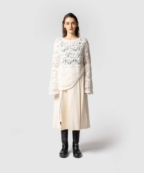 muller of yoshiokubo（ミュラーオブヨシオクボ）の「muller of yoshiokubo ミュラーオブヨシオクボ / MOHAIR LACE FRILLED TOP モヘアレースフリルドトップス / MLF25802（ニット/セーター・レディース・アイボリー/ブラック/ブラウン・36/38）」の7枚目の写真