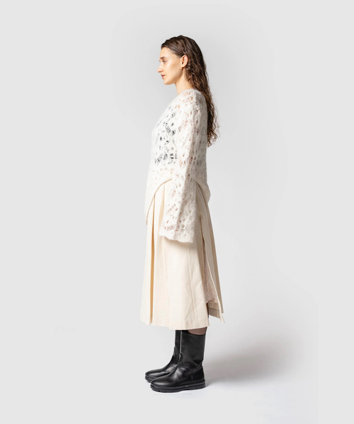 muller of yoshiokubo（ミュラーオブヨシオクボ）の「muller of yoshiokubo ミュラーオブヨシオクボ / MOHAIR LACE FRILLED TOP モヘアレースフリルドトップス / MLF25802（ニット/セーター・レディース・アイボリー/ブラック/ブラウン・36/38）」の8枚目の写真