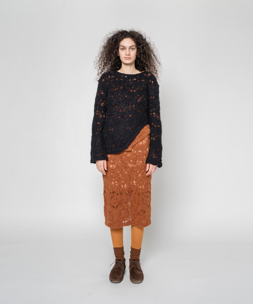 muller of yoshiokubo（ミュラーオブヨシオクボ）の「muller of yoshiokubo ミュラーオブヨシオクボ / MOHAIR LACE FRILLED TOP モヘアレースフリルドトップス / MLF25802（ニット/セーター・レディース・アイボリー/ブラック/ブラウン・36/38）」の10枚目の写真