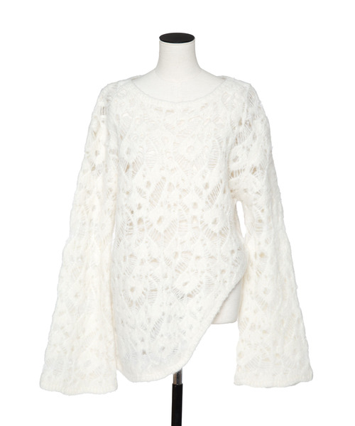 muller of yoshiokubo（ミュラーオブヨシオクボ）の「muller of yoshiokubo ミュラーオブヨシオクボ / MOHAIR LACE FRILLED TOP モヘアレースフリルドトップス / MLF25802（ニット/セーター・レディース・アイボリー/ブラック/ブラウン・36/38）」の16枚目の写真