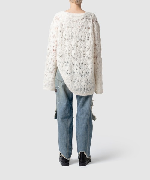 muller of yoshiokubo（ミュラーオブヨシオクボ）の「muller of yoshiokubo ミュラーオブヨシオクボ / MOHAIR LACE FRILLED TOP モヘアレースフリルドトップス / MLF25802（ニット/セーター・レディース・アイボリー/ブラック/ブラウン・36/38）」の6枚目の写真