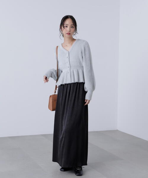 FREE'S MART（フリーズマート）の「◇ショートシャギーペプラムニットカーディガン【動画有】（ニット/セーター・レディース・ピンク/ホワイト/イエロー/グレー/ネイビー・FREE）」の16枚目の写真