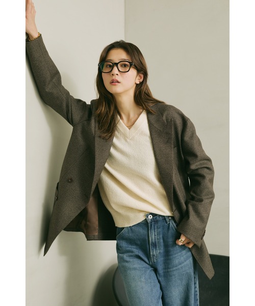 GOOVI（グービ）の「GOOVI Vネックニット 長袖 ウォッシャブル 和紙×ラムズウールブレンド（ニット/セーター・メンズ・ブルー系/ホワイト系・1/2/3）」の16枚目の写真