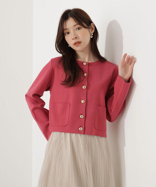 PROPORTION BODY DRESSING（プロポーションボディドレッシング）の「【青島心さん着用】＜ハンドウォッシャブル＞シルク混ニットカーディガン / 1215274900（カーディガン/ボレロ・レディース・ホワイト系その他/ピンク/ブルー/ブラック・FREE）」の4枚目の写真