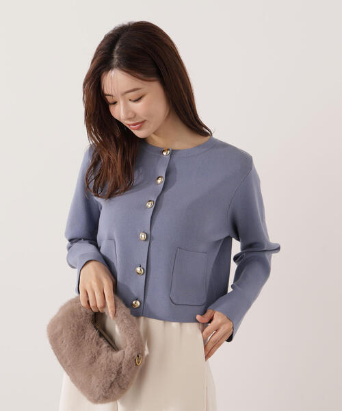 PROPORTION BODY DRESSING（プロポーションボディドレッシング）の「【青島心さん着用】＜ハンドウォッシャブル＞シルク混ニットカーディガン / 1215274900（カーディガン/ボレロ・レディース・ホワイト系その他/ピンク/ブルー/ブラック・FREE）」の3枚目の写真