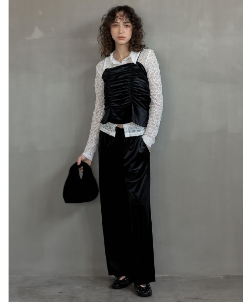 Re:EDIT（リエディ）の「[2025AW COLLECTION][低身長/高身長サイズ有]カットベロアドロストリラクシーパンツ（その他パンツ・レディース・ブラック/グレー/モカ/ネイビー・SHORT/MEDIUM/TALL/LARGE）」の7枚目の写真