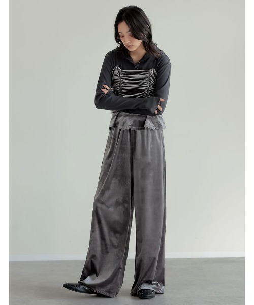 Re:EDIT（リエディ）の「[2025AW COLLECTION][低身長/高身長サイズ有]カットベロアドロストリラクシーパンツ（その他パンツ・レディース・ブラック/グレー/モカ/ネイビー・SHORT/MEDIUM/TALL/LARGE）」の11枚目の写真