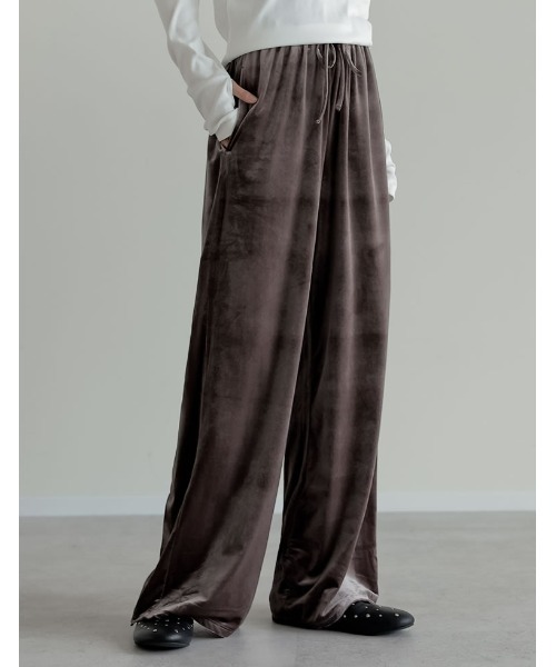 Re:EDIT（リエディ）の「[2025AW COLLECTION][低身長/高身長サイズ有]カットベロアドロストリラクシーパンツ（その他パンツ・レディース・ブラック/グレー/モカ/ネイビー・SHORT/MEDIUM/TALL/LARGE）」の13枚目の写真