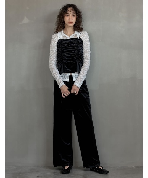 Re:EDIT（リエディ）の「[2025AW COLLECTION][低身長/高身長サイズ有]カットベロアドロストリラクシーパンツ（その他パンツ・レディース・ブラック/グレー/モカ/ネイビー・SHORT/MEDIUM/TALL/LARGE）」の5枚目の写真