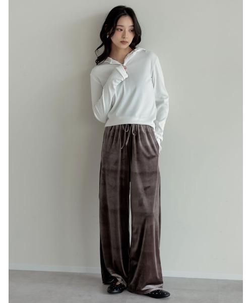 Re:EDIT（リエディ）の「[2025AW COLLECTION][低身長/高身長サイズ有]カットベロアドロストリラクシーパンツ（その他パンツ・レディース・ブラック/グレー/モカ/ネイビー・SHORT/MEDIUM/TALL/LARGE）」の12枚目の写真