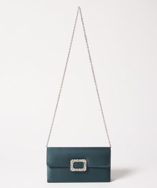 AIMER（エメ）の「スクエアビジューパーツサテンクラッチバッグ（クラッチバッグ・レディース・キャメル/ダークグリーン/ブラック・FREE）」の12枚目の写真