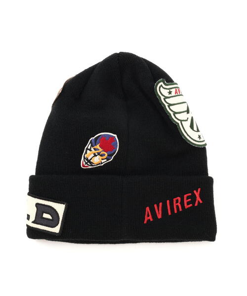 AVIREX（アヴィレックス）の「VARSITY RANDOM PATCH KNIT WATCH / バーシティー ランダムパッチ ニットワッチ / AVIREX / アヴィレックス（ニットキャップ/ビーニー・メンズ・ブラック/ホワイト系2/モスグリーン・F）」の8枚目の写真