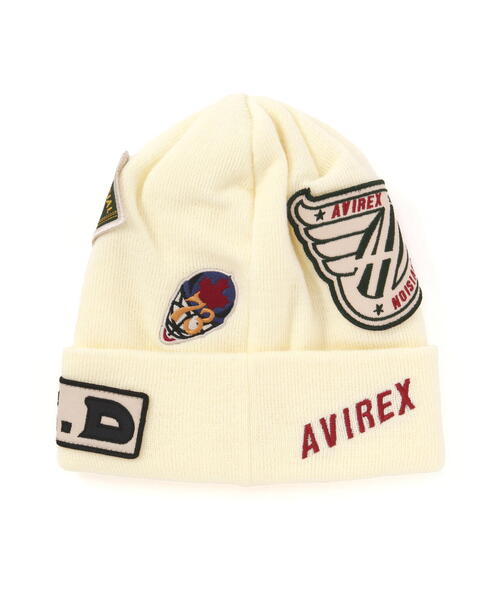 AVIREX（アヴィレックス）の「VARSITY RANDOM PATCH KNIT WATCH / バーシティー ランダムパッチ ニットワッチ / AVIREX / アヴィレックス（ニットキャップ/ビーニー・メンズ・ブラック/ホワイト系2/モスグリーン・F）」の12枚目の写真