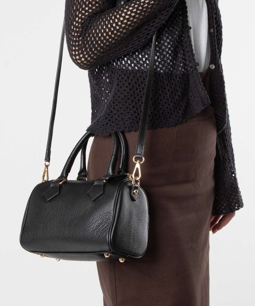 AULENTTI(オウレンティ)の「AULENTTI MINI BOSTON SHOULDER BAG オウレンティ ミニボストン ショルダーバッグ(ショルダーバッグ・レディース・ブラウン系1/ブラック・FREE)」の1枚目の写真