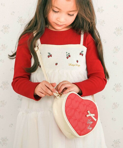 SLAP SLIP(スラップスリップ)の「ハートキルトポシェット(ショルダーバッグ・キッズ・レッド/ホワイト・FREE)」の1枚目の写真