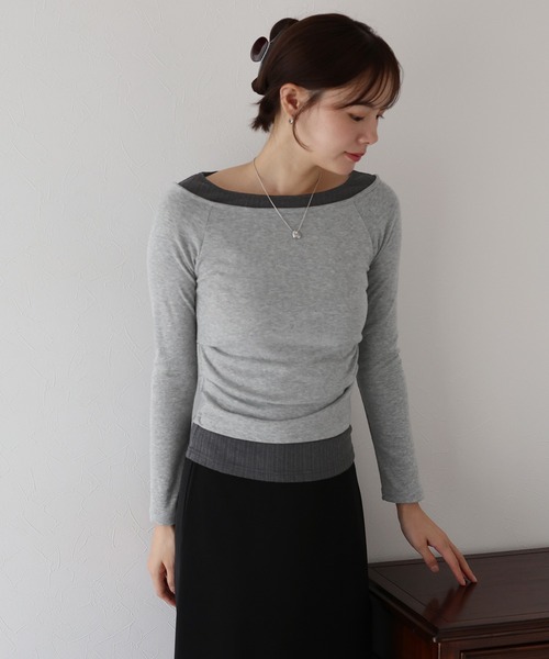 BLUEEAST(ブルーイースト)の「オフショルダーレイヤードカットソー(Tシャツ/カットソー・レディース・ブラック/ブラウン/グレー・MEDIUM)」の20枚目の写真