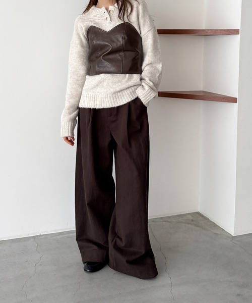 CANAL JEAN（キャナルジーン）の「diggity　合皮ビスチェ（ベスト・レディース・ブラウン・ONE SIZE）」の2枚目の写真