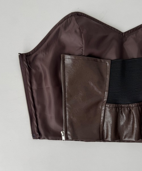 CANAL JEAN（キャナルジーン）の「diggity　合皮ビスチェ（ベスト・レディース・ブラウン・ONE SIZE）」の5枚目の写真