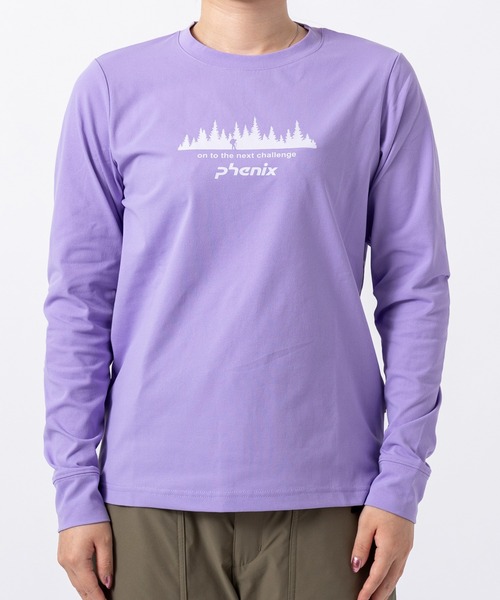 phenix outdoor(フェニックスアウトドア)の「phenix outdoor(フェニックスアウトドア)フロントロゴ ベーシック ロングスリーブTシャツ(Tシャツ/カットソー・レディース・オフホワイト/ライラック/ブラウン・S/M/L/XL)」の1枚目の写真