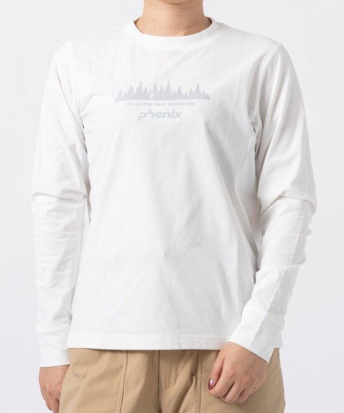 phenix outdoor(フェニックスアウトドア)の「phenix outdoor(フェニックスアウトドア)フロントロゴ ベーシック ロングスリーブTシャツ(Tシャツ/カットソー・レディース・オフホワイト/ライラック/ブラウン・S/M/L/XL)」の2枚目の写真