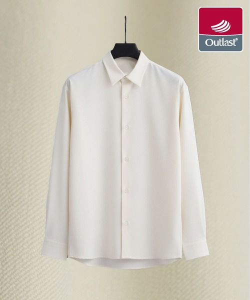 UNITED TOKYO(ユナイテッドトウキョウ)の「【新色追加】アウトラストロングスリーブシャツ 温度調整素材|ストレッチ|イージーケア|オールシーズン対応|インナー(シャツ/ブラウス・メンズ・ライトグレー/サックスブルー/チェック/ダークグレー/マルチ/ライトブラウン/グリーン/ホワイト・1/2/3)」の2枚目の写真