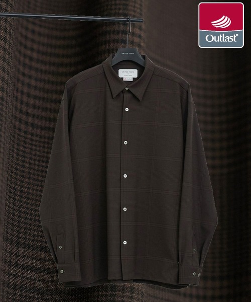 UNITED TOKYO（ユナイテッドトウキョウ）の「アウトラストロングスリーブシャツ　温度調整素材｜ストレッチ｜イージーケア｜冬服｜インナー（シャツ/ブラウス・メンズ・ライトグレー/サックスブルー/チェック/ダークグレー/マルチ/ライトブラウン/グリーン・1/2/3）」の7枚目の写真