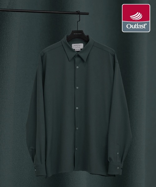 UNITED TOKYO（ユナイテッドトウキョウ）の「アウトラストロングスリーブシャツ　温度調整素材｜ストレッチ｜イージーケア｜冬服｜インナー（シャツ/ブラウス・メンズ・ライトグレー/サックスブルー/チェック/ダークグレー/マルチ/ライトブラウン/グリーン・1/2/3）」の4枚目の写真