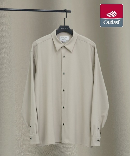 UNITED TOKYO（ユナイテッドトウキョウ）の「アウトラストロングスリーブシャツ　温度調整素材｜ストレッチ｜イージーケア｜冬服｜インナー（シャツ/ブラウス・メンズ・ライトグレー/サックスブルー/チェック/ダークグレー/マルチ/ライトブラウン/グリーン・1/2/3）」の2枚目の写真