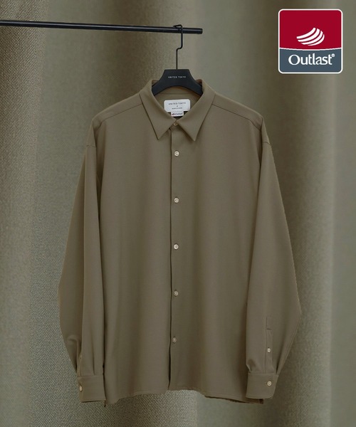 UNITED TOKYO（ユナイテッドトウキョウ）の「アウトラストロングスリーブシャツ　温度調整素材｜ストレッチ｜イージーケア｜冬服｜インナー（シャツ/ブラウス・メンズ・ライトグレー/サックスブルー/チェック/ダークグレー/マルチ/ライトブラウン/グリーン・1/2/3）」の3枚目の写真
