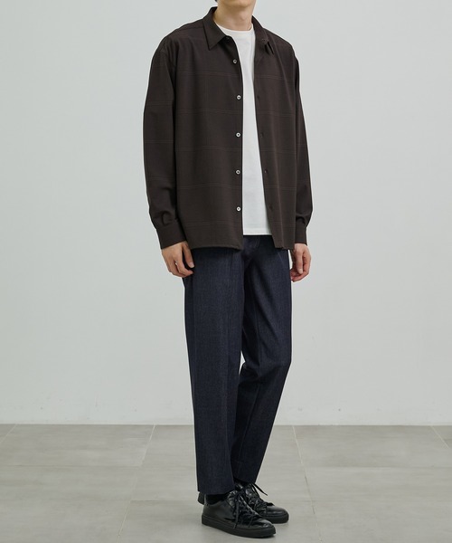 UNITED TOKYO（ユナイテッドトウキョウ）の「アウトラストロングスリーブシャツ　温度調整素材｜ストレッチ｜イージーケア｜冬服｜インナー（シャツ/ブラウス・メンズ・ライトグレー/サックスブルー/チェック/ダークグレー/マルチ/ライトブラウン/グリーン・1/2/3）」の22枚目の写真