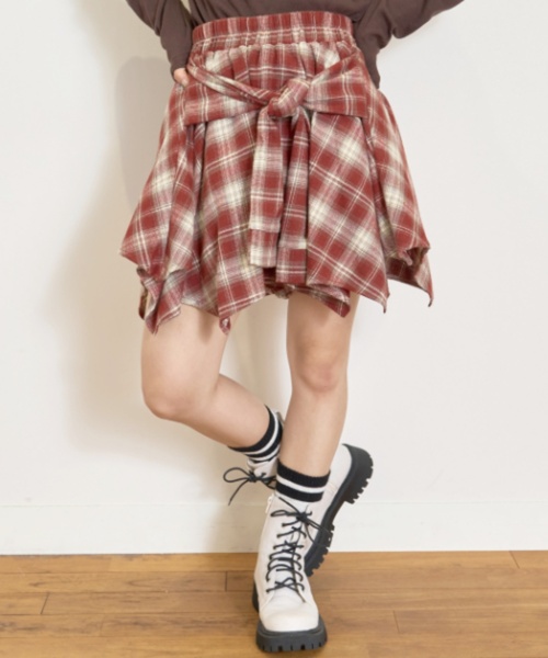 セール】【LTXC】腰巻き風チェックキュロット（その他パンツ