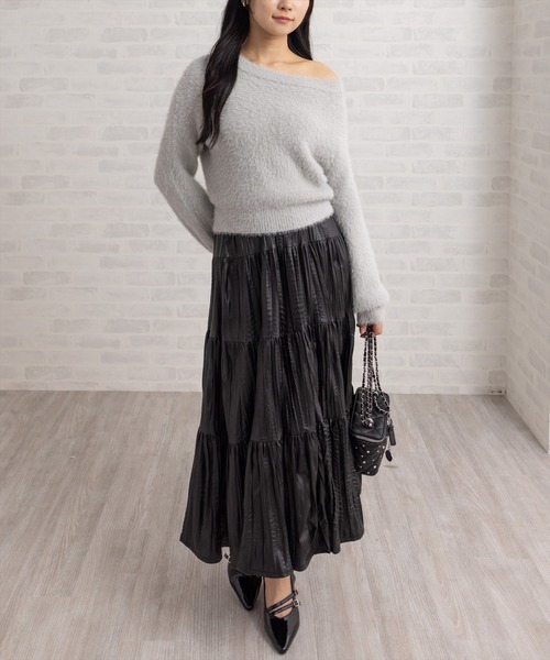 clear（クリア）の「3wayフェザーニットトップス［大人 カジュアル 着回し力抜群］（ニット/セーター・レディース・ブラウン/ライトグレー/ピンク/チャコールグレー/ボルドー/アイボリー・F）」の14枚目の写真