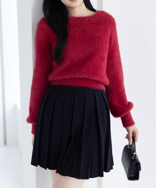 clear（クリア）の「3wayフェザーニットトップス［大人 カジュアル 着回し力抜群］（ニット/セーター・レディース・ブラウン/ライトグレー/ピンク/チャコールグレー/ボルドー/アイボリー・F）」の7枚目の写真