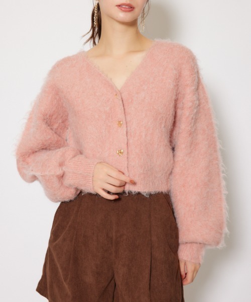 rienda（リエンダ）の「W faceシャギーニットカーディガン 秋服 冬服（カーディガン/ボレロ・レディース・ブルー/ピンク/ライトグレー・FREE）」の3枚目の写真