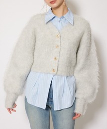 W faceシャギーニットカーディガン 秋服 冬服